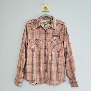 Southern Thread Plaid Shirt Shacket Women Large Lined Cowgirl Western Farm Work